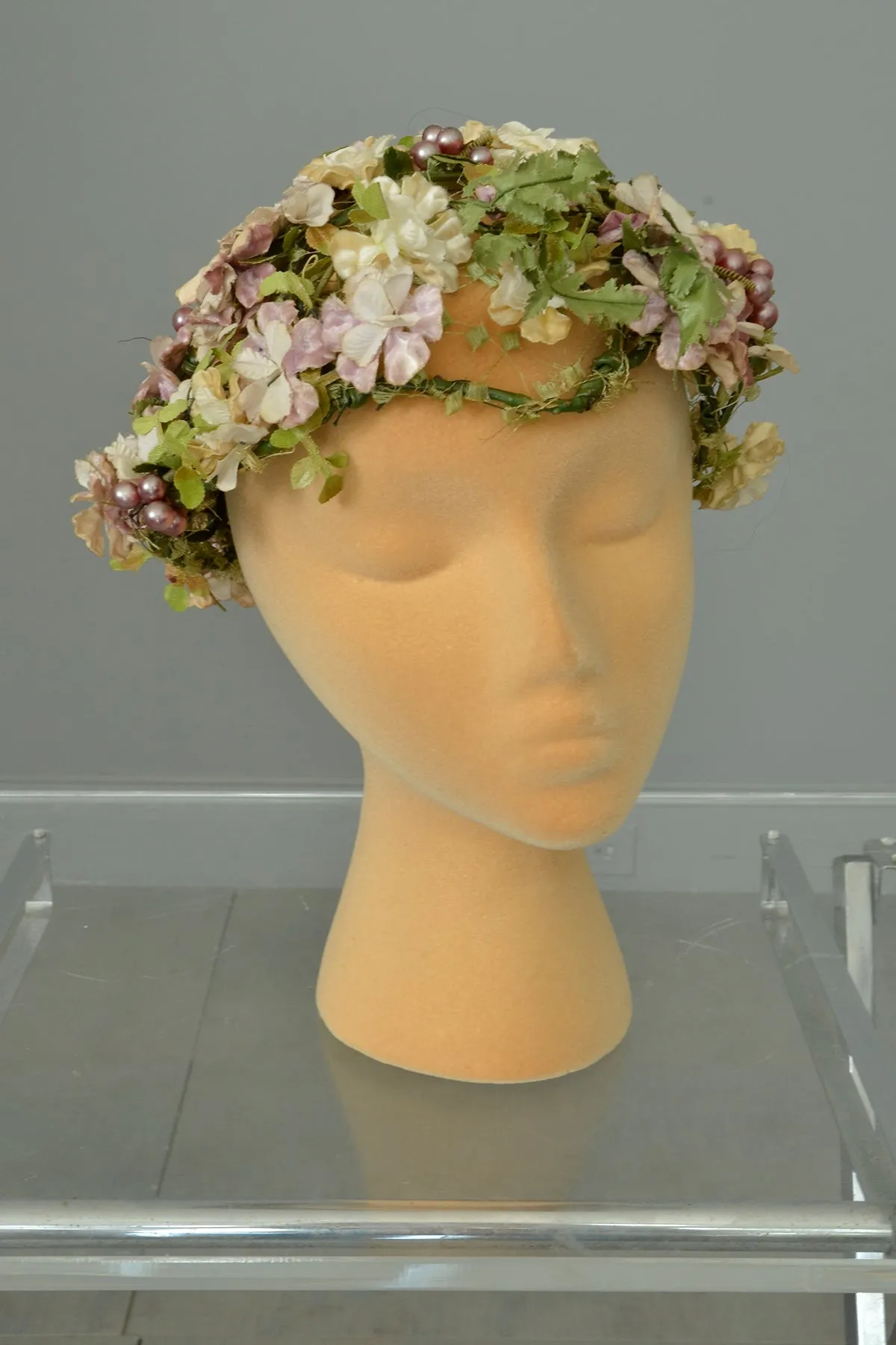 1950s Purple Flowers Flapper Style Fascinator Hat