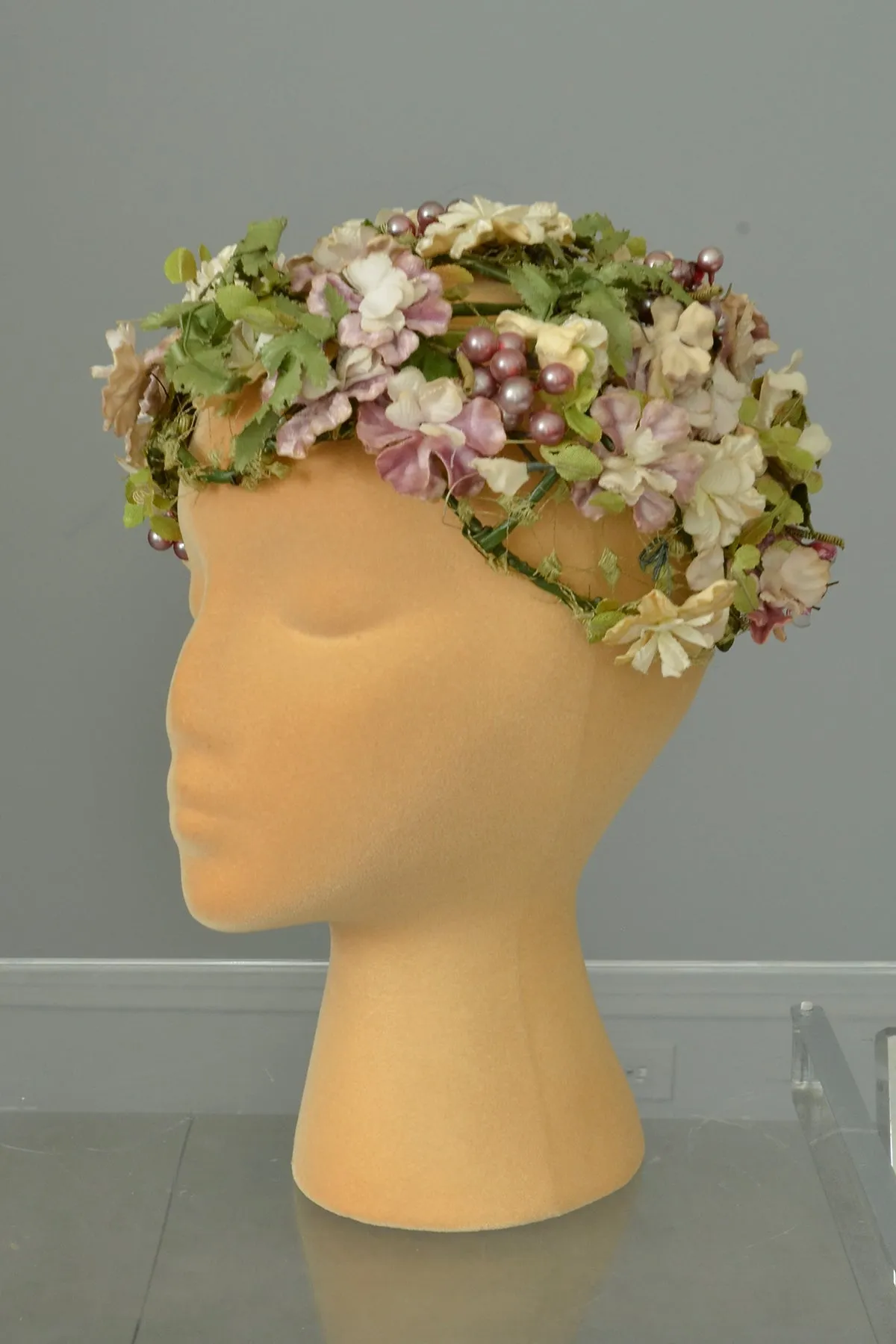 1950s Purple Flowers Flapper Style Fascinator Hat