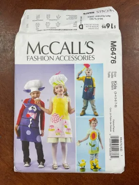 2011 McCall's 6476 Pattern - Kids' Aprons and Hats FACTORY FOLDED