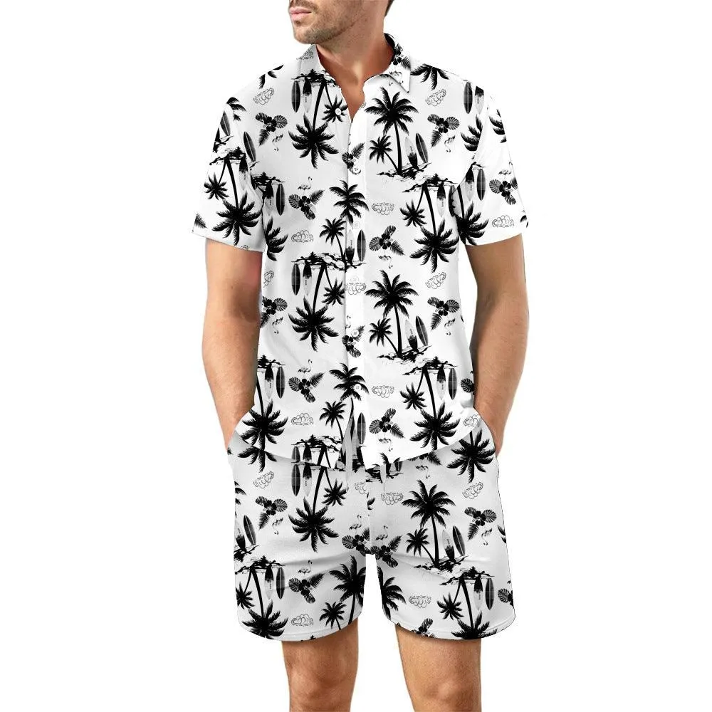 2Pcs Printed Beach Shirt