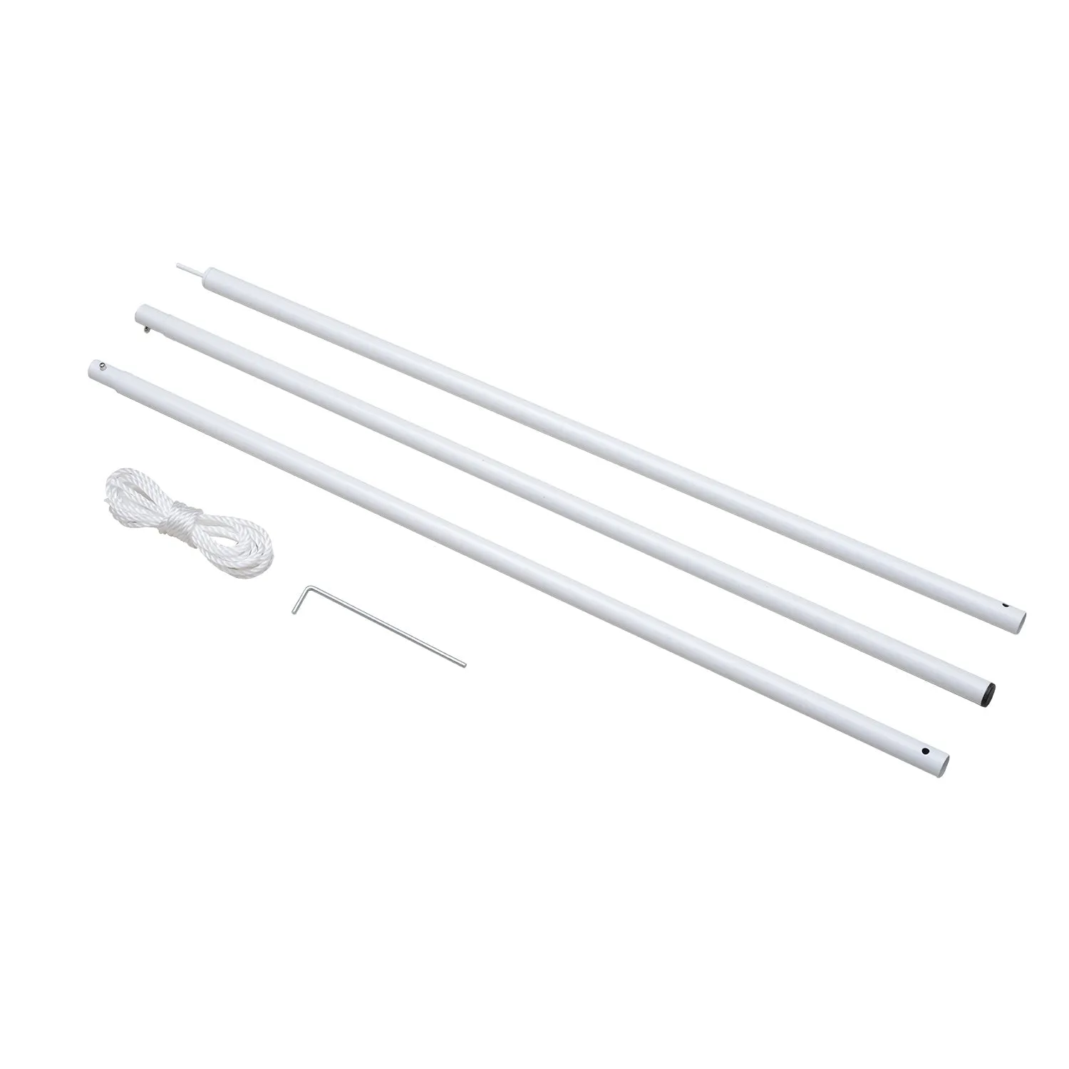 3M Awning Sail Shade Canopy Pole Kit Adjustable Pole With Rope Metal - White