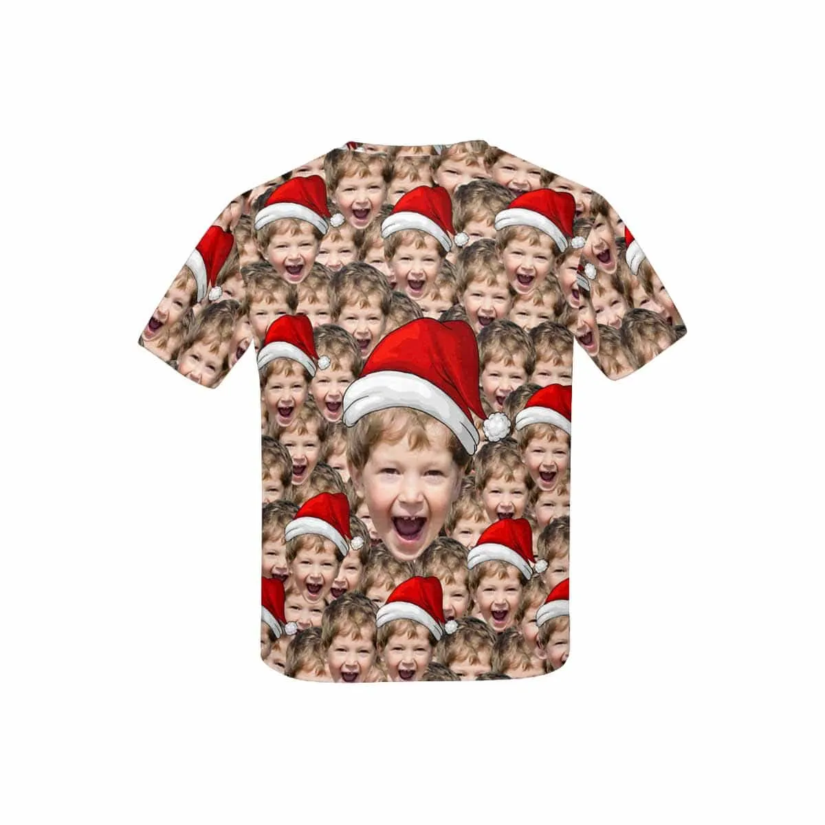 #6-15Y Custom Face Seamless Christmas Hat Cute Boy Kid's All Over Print T-shirt