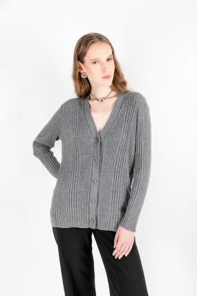 Azade - 100% Wool Gray Cardigan with Camisole Detail