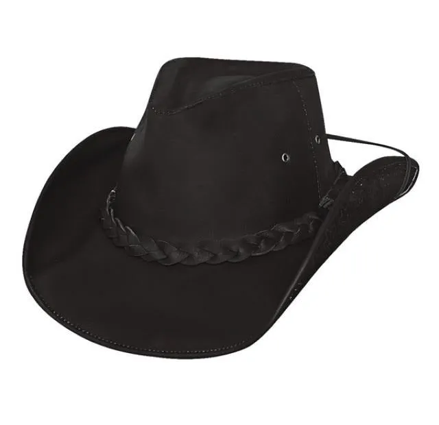 Black Leather Melbourne Cowboy Hat