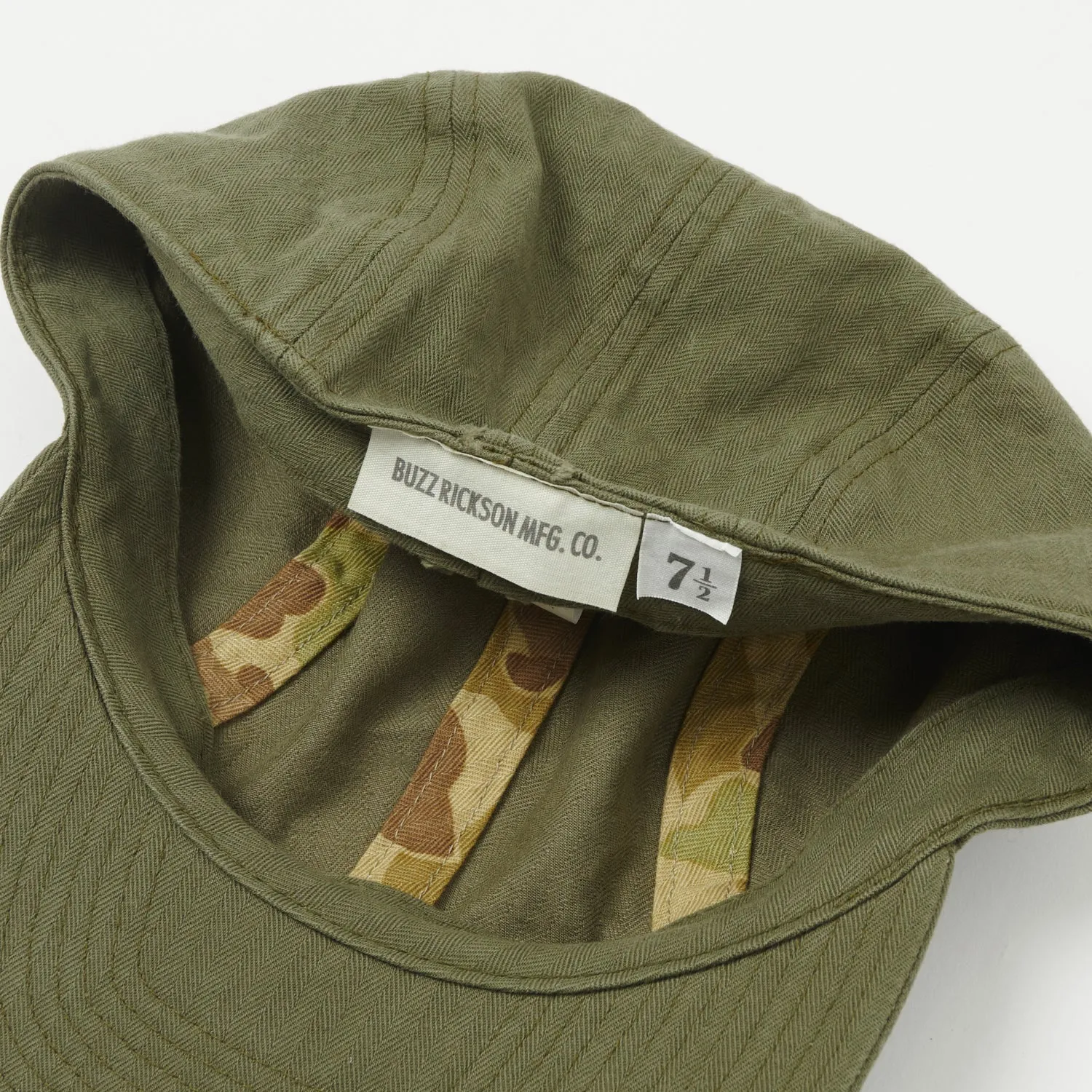 Buzz Rickson's U.S. Navy Civilian Model Herringbone Cap  - Olive