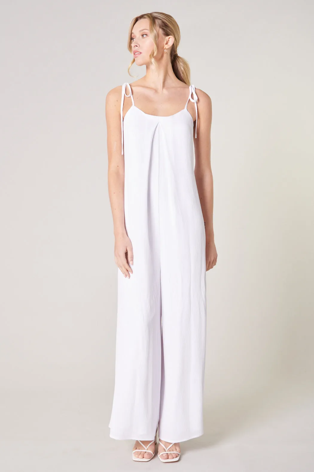 Catch A Breeze Wide Leg Tie Strap Jumpsuit