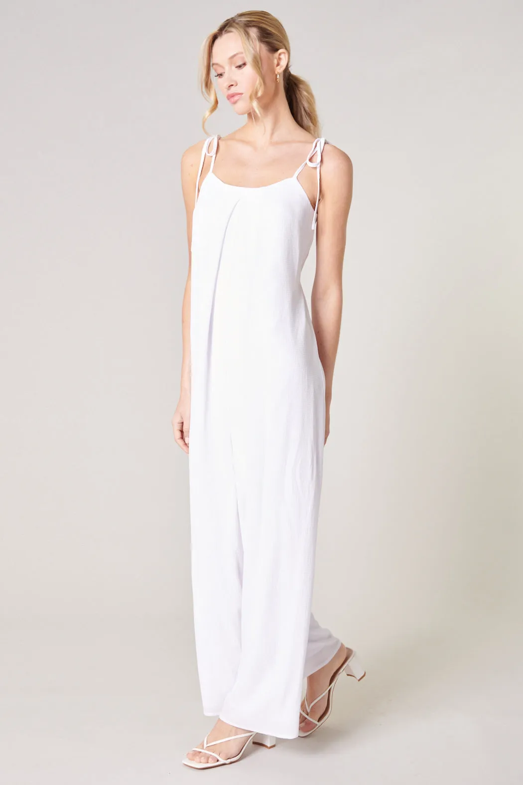 Catch A Breeze Wide Leg Tie Strap Jumpsuit