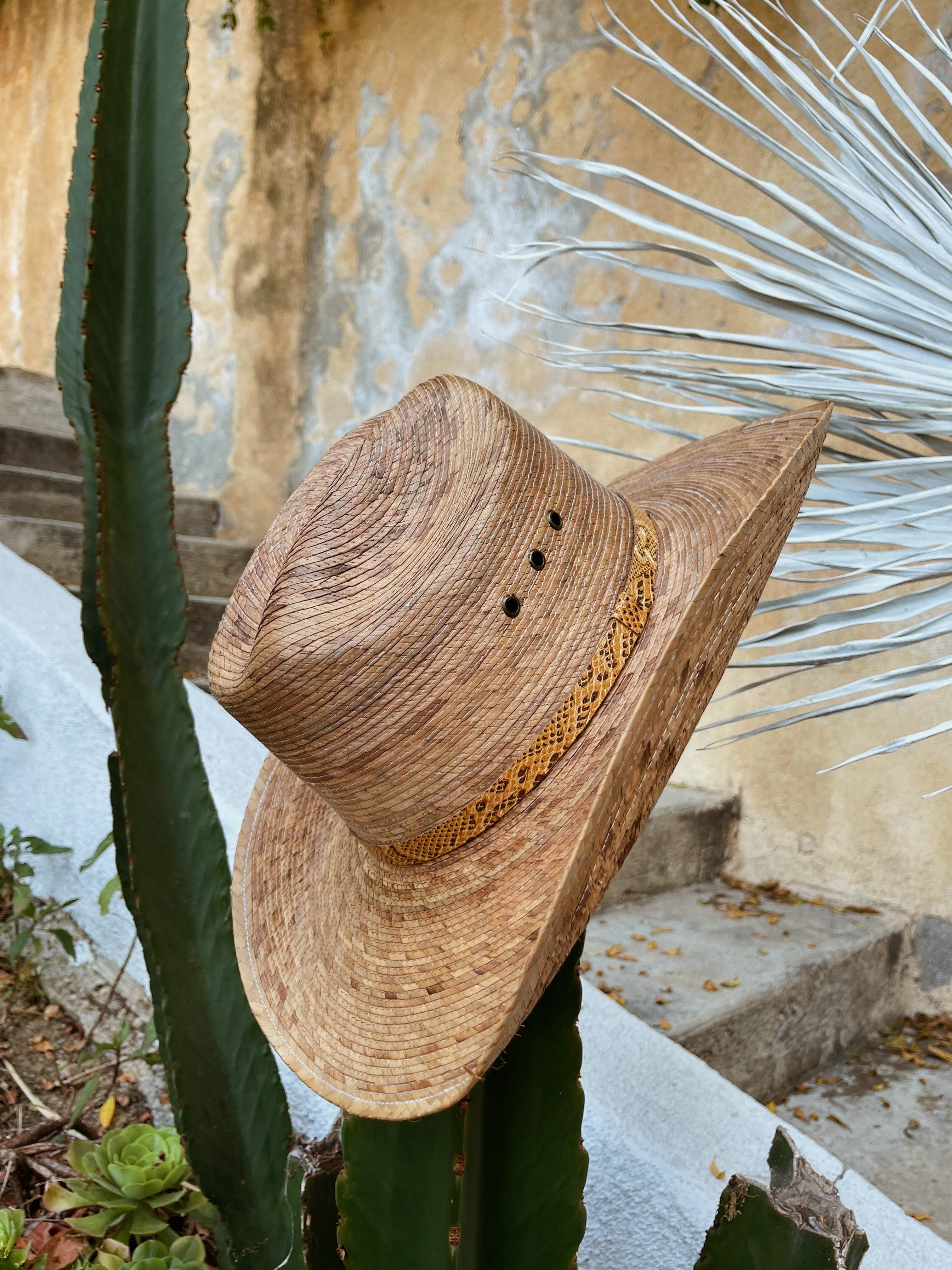 Desert Sunsets Palm Leaf Straw Hat - Nude