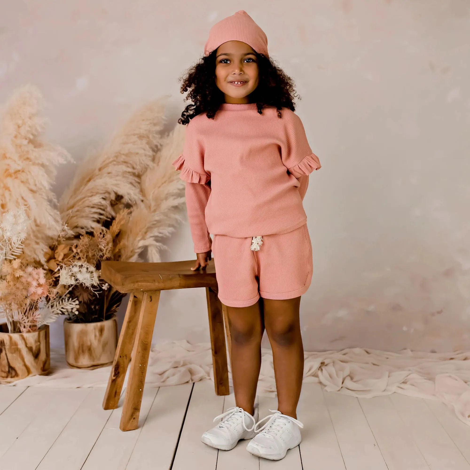 Designer Kidz Bobbie Rib Beanie - Tea Rose