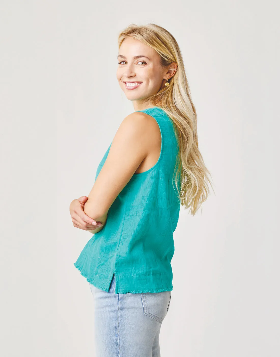 Dylan Textured Tank: Fern