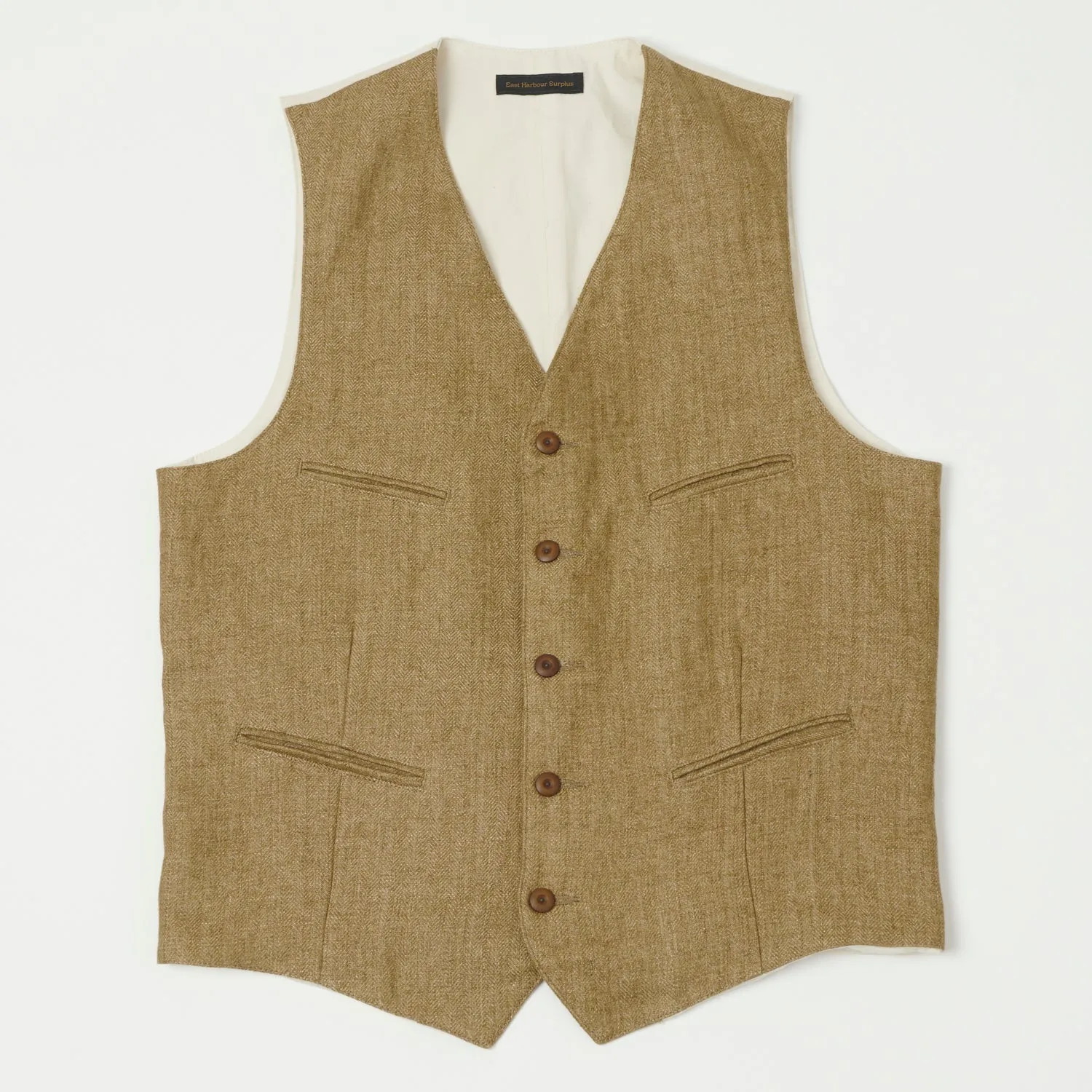 East Harbour Surplus 'Smith'  Vest - Herringbone Brown/White