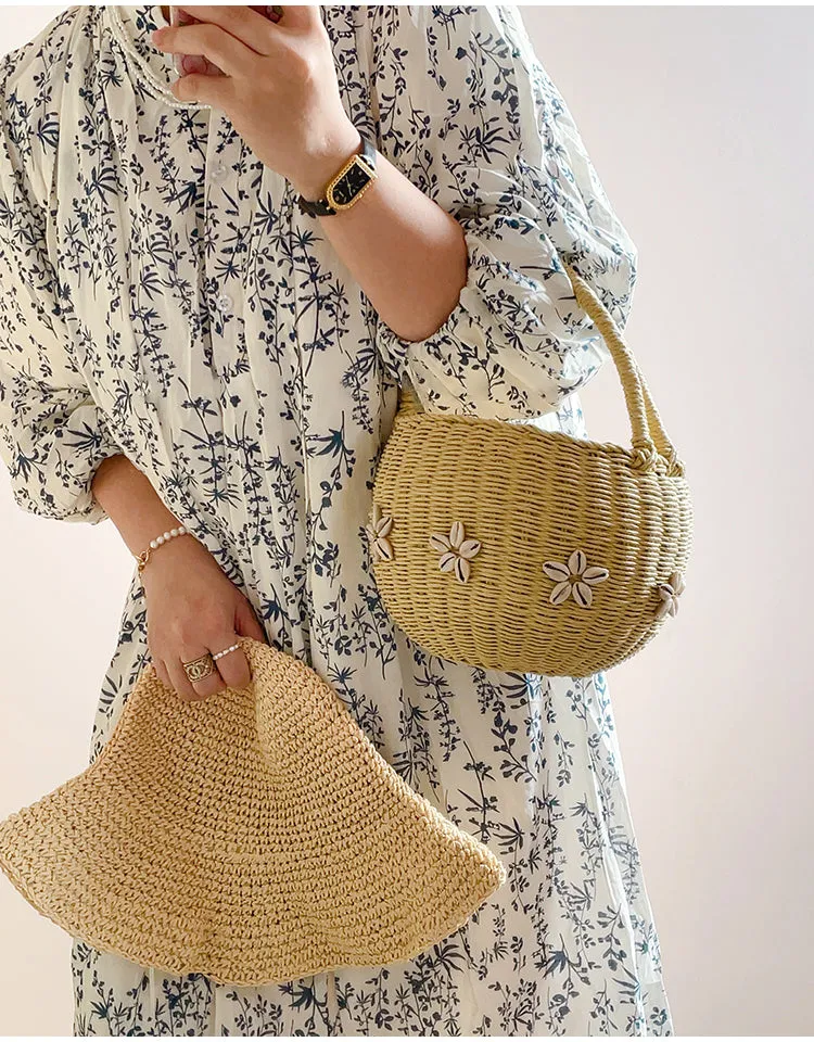 Elena Handbags Summer Straw Basket Bag