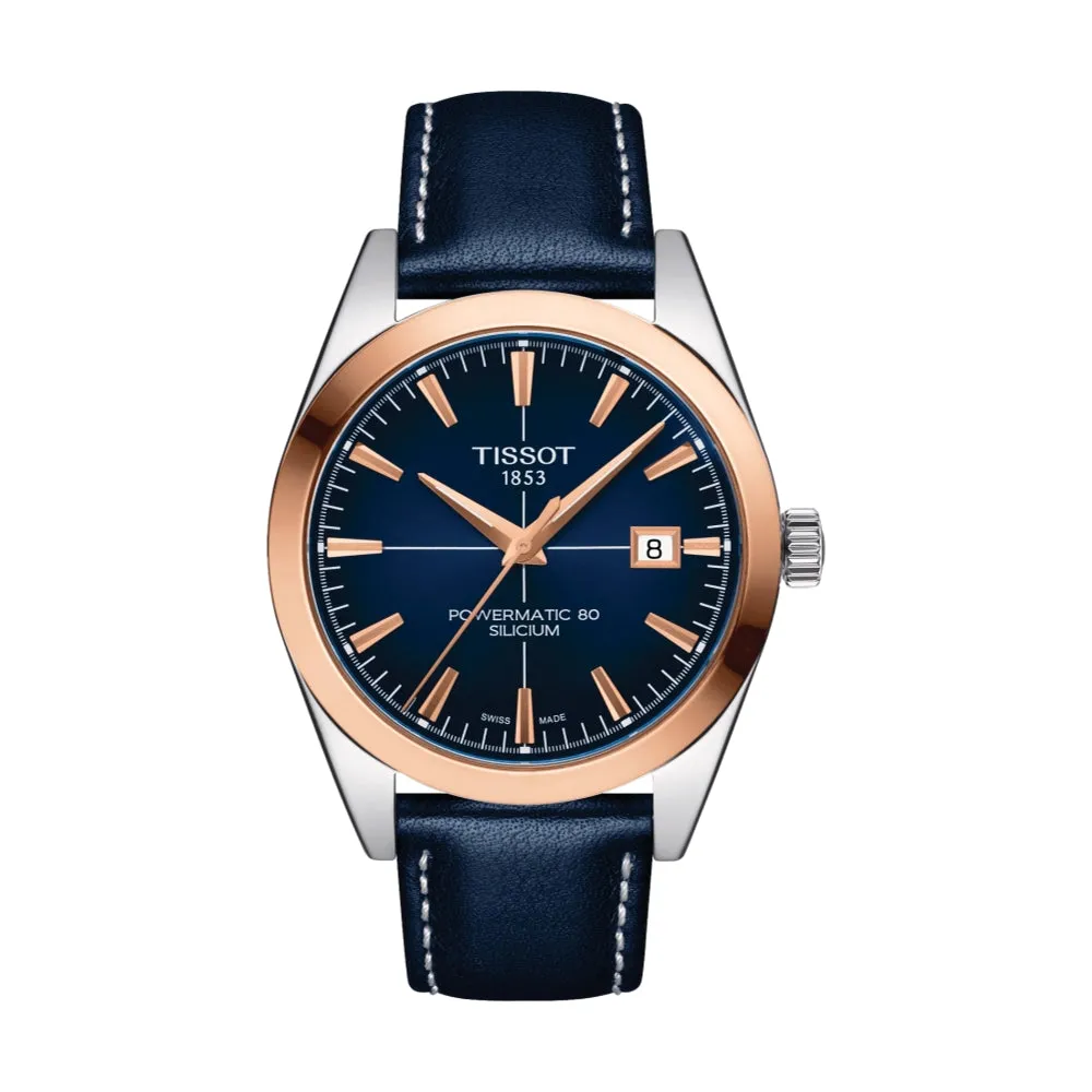 Gentleman Powermatic 80 Silicium Blue Dial Solid 18kt Gold Bezel