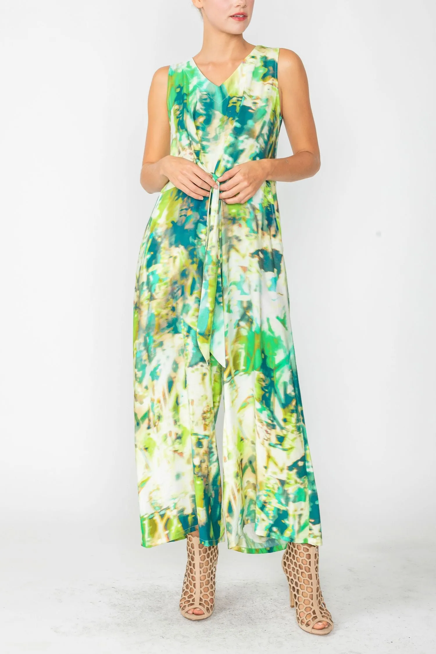 Green Tie Front Jumpsuit