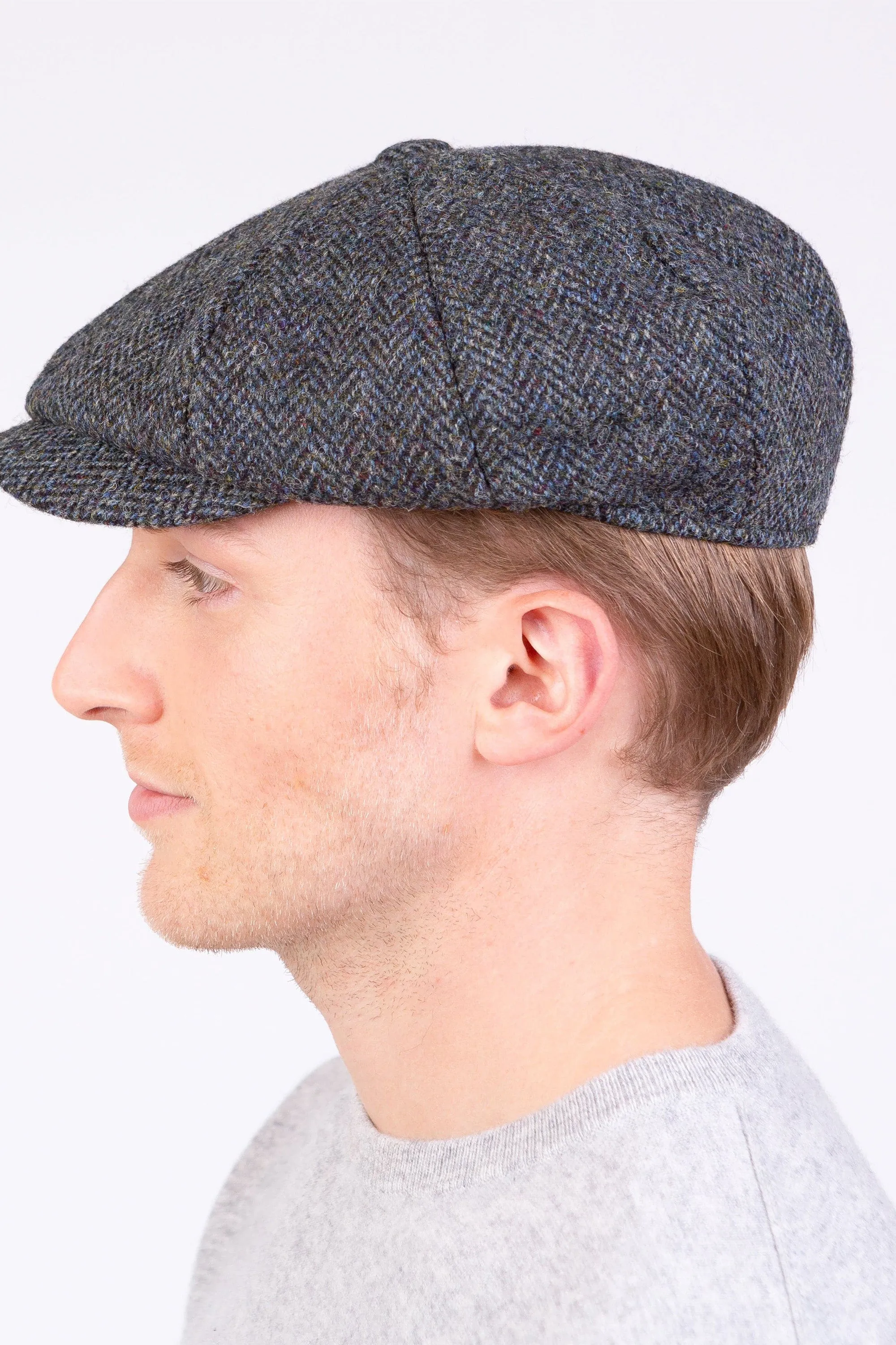 Harris Tweed Carloway Hat - Blue Mix Herringbone