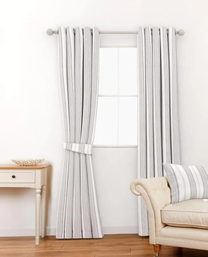 Heacham Stripe Silver Curtain Fabric