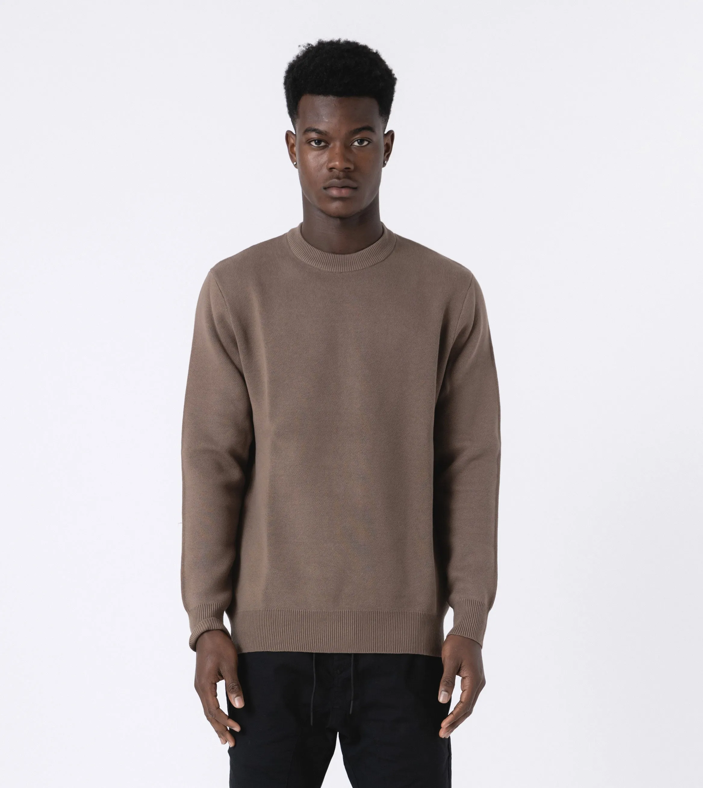 Intarsia Crew Knit Timber