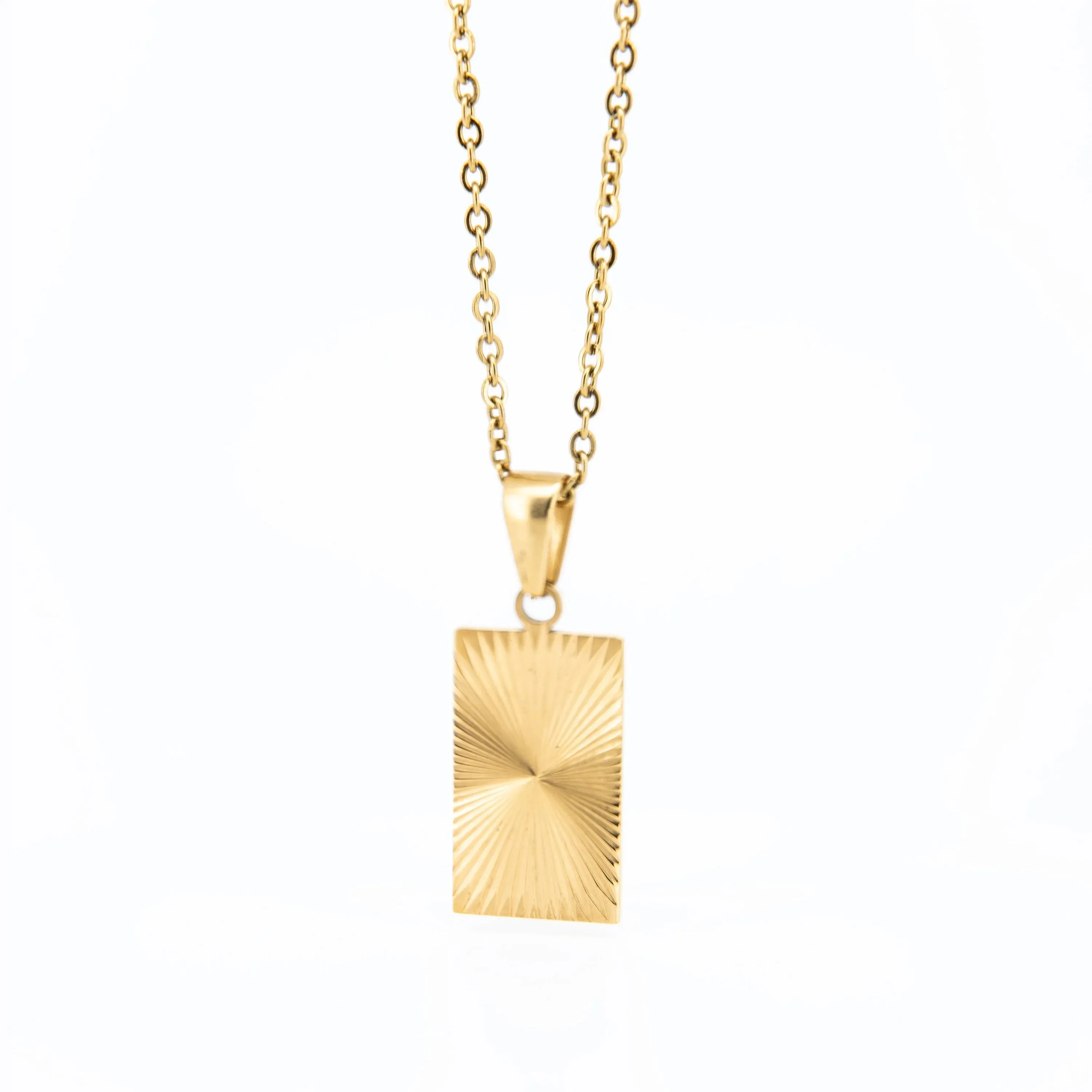 Julien Golden Necklace with Rectangular  Pendant