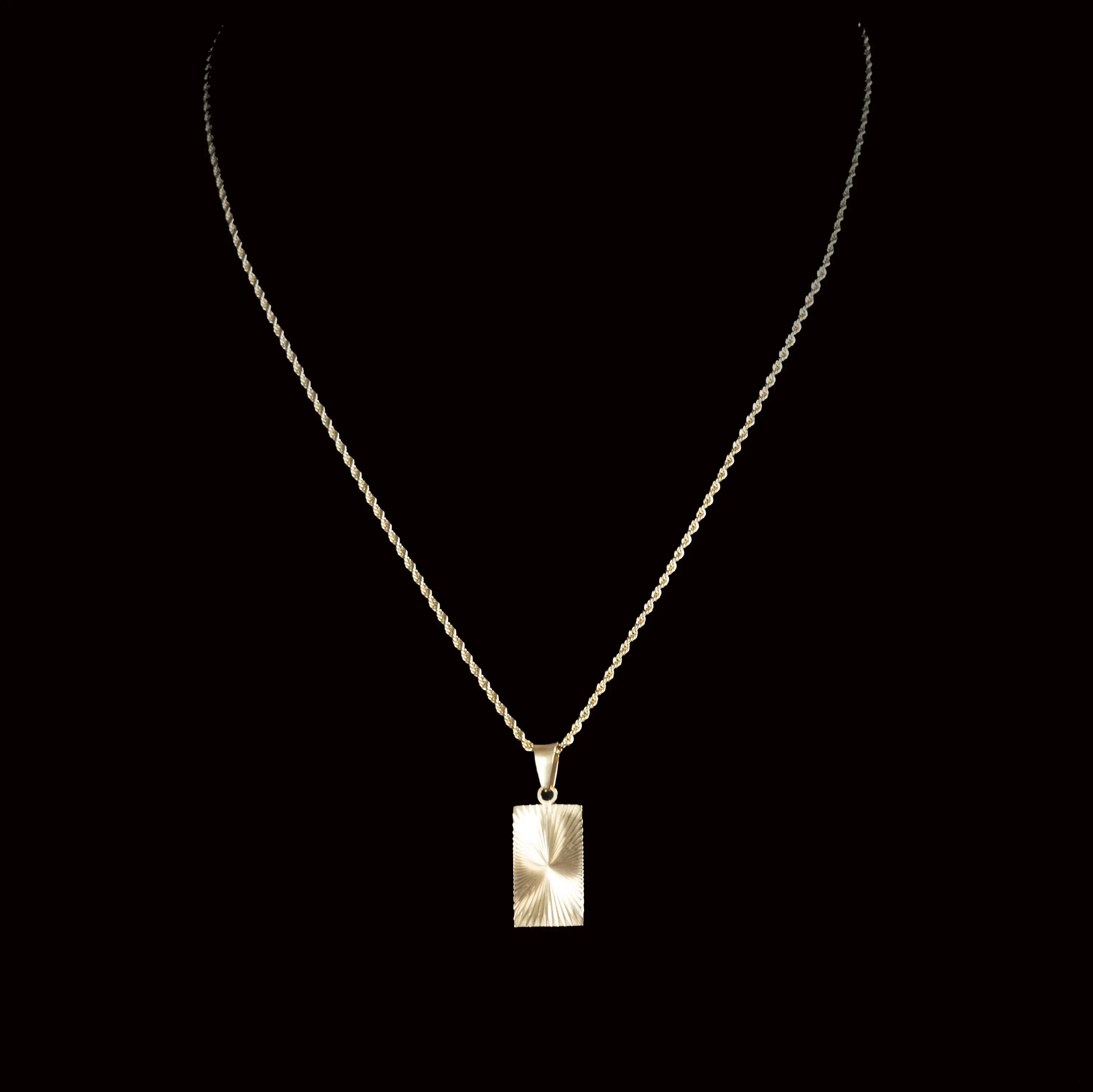 Julien Golden Necklace with Rectangular  Pendant