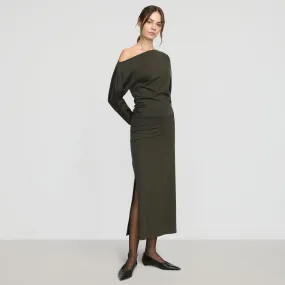 Kezia Off-Shoulder Satin Jersey Dress