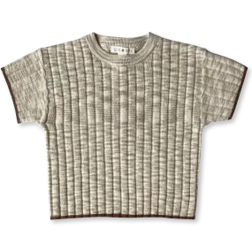 Knitted Rib Tee- Latte