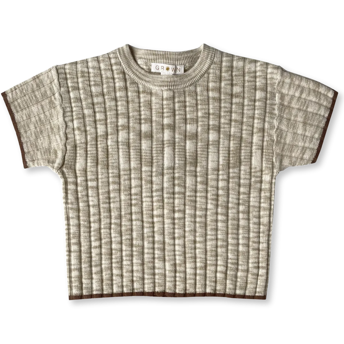 Knitted Rib Tee- Latte