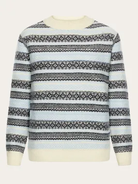 Lambswool pattern crew neck - RWS - Light Blue Stripe