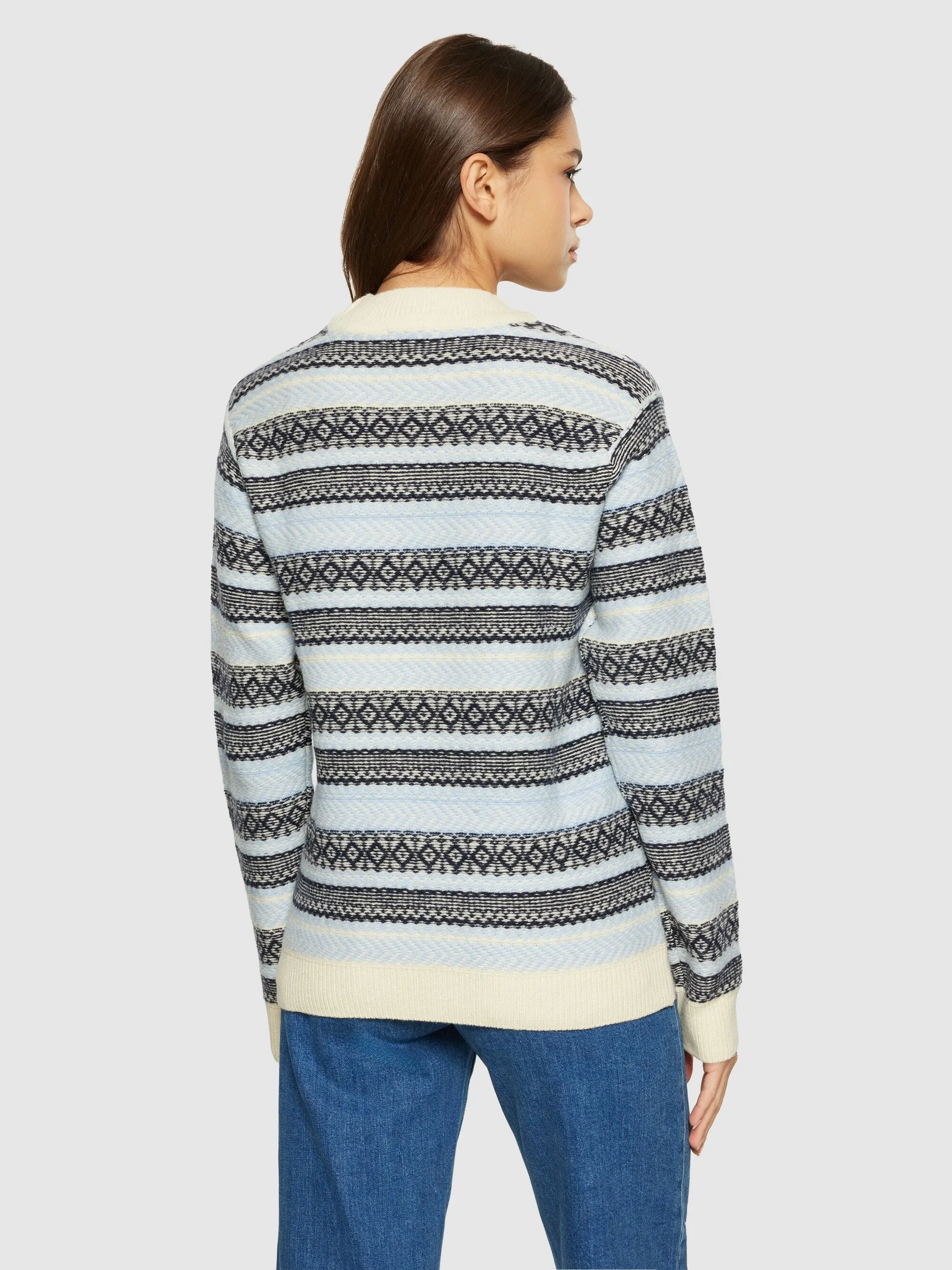 Lambswool pattern crew neck - RWS - Light Blue Stripe