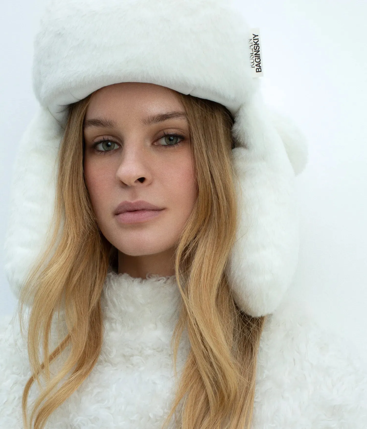 Logo-Patch Faux Fur Aviator Hat