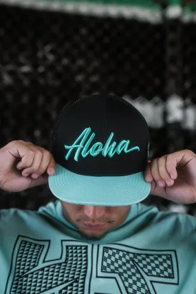 MINT & BLACK SCRIPT ALOHA TRUCKER