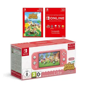 Nintendo Switch Lite Coral   Animal Crossing: New Horizons   3 Months Online Membership