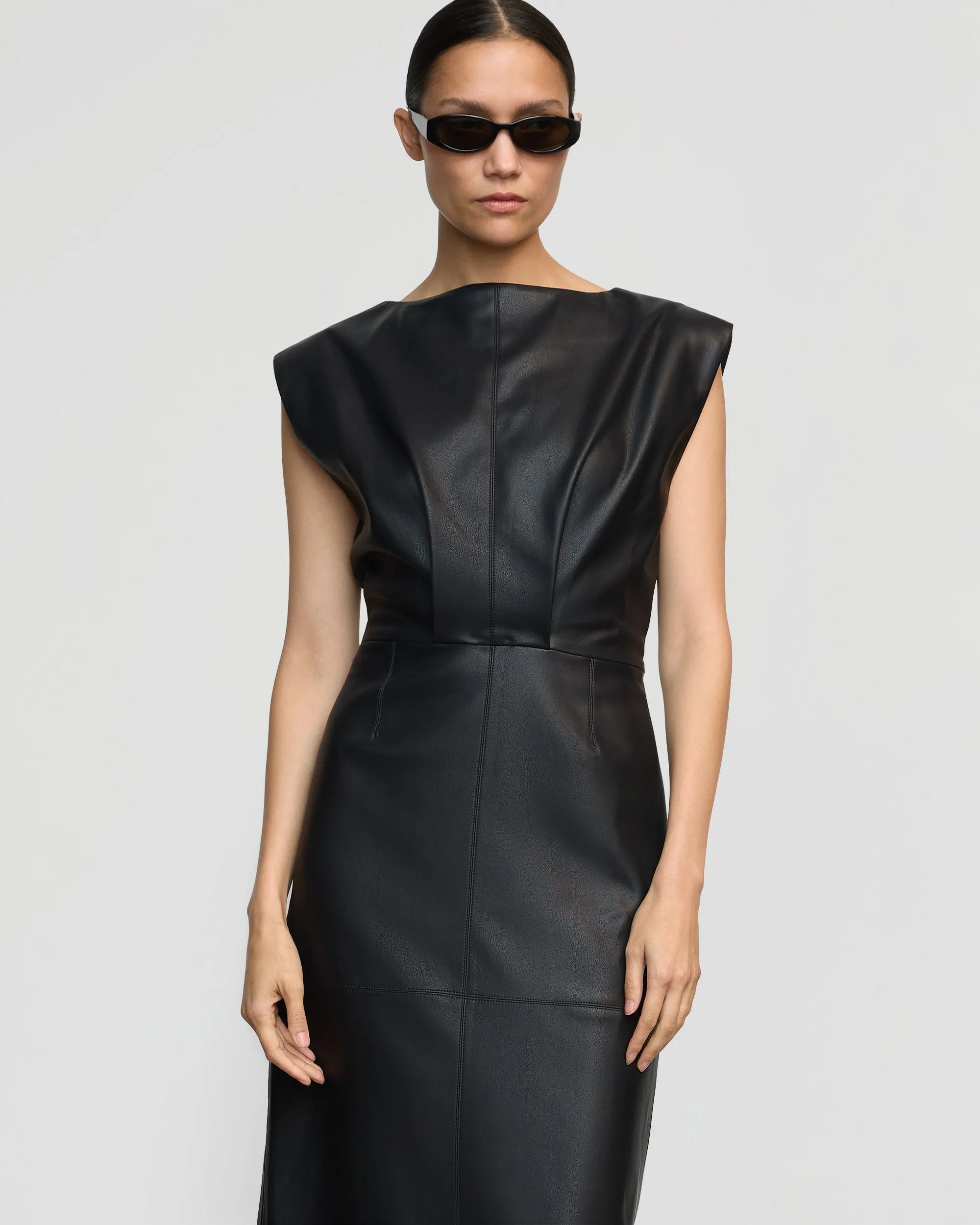 Nova Structured Vegan Leather Dress