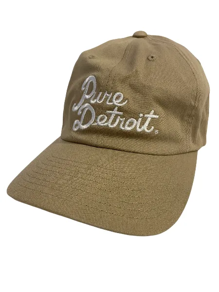 Pure Detroit Script Flexfit Fitted Hat / Tan