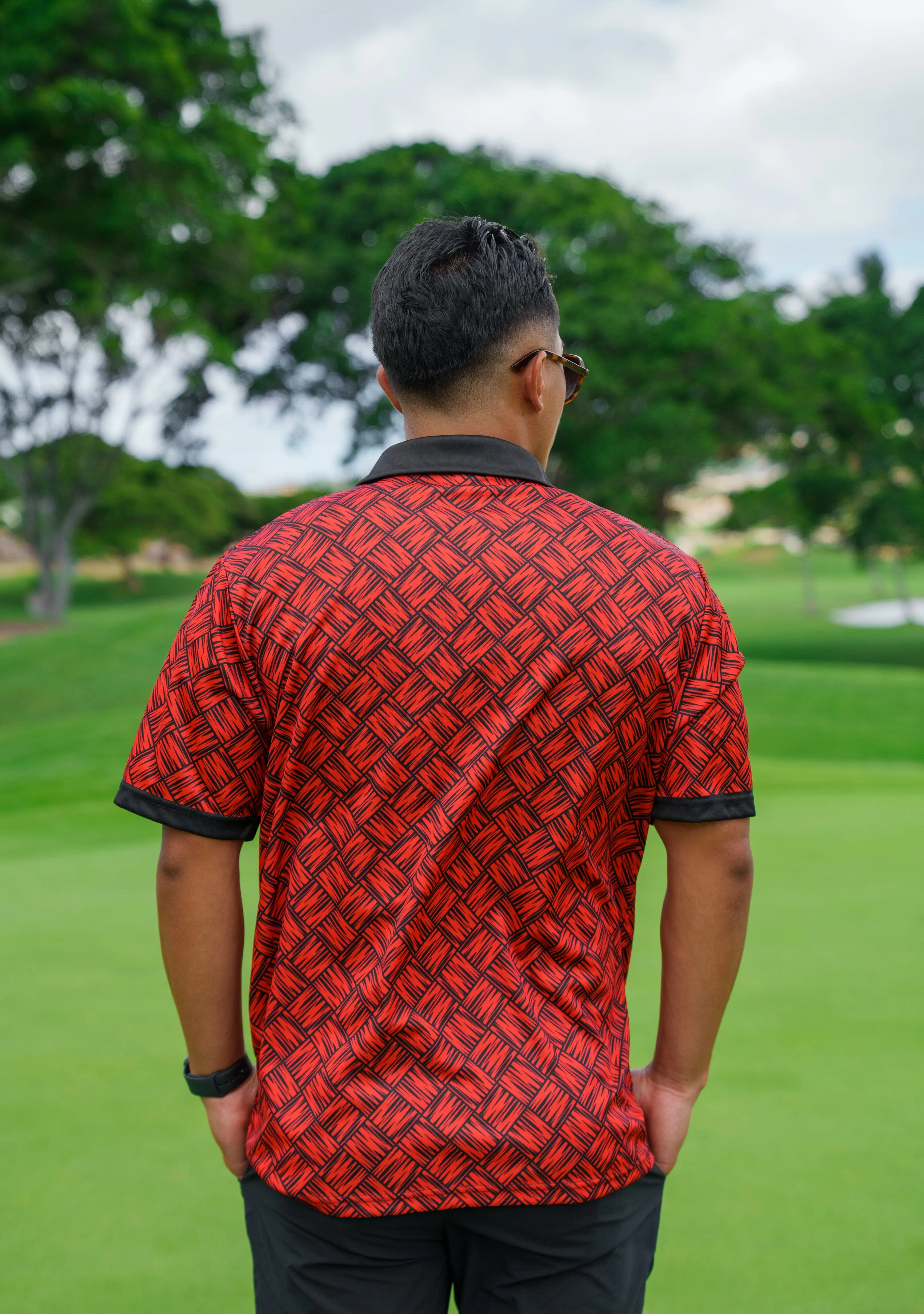 RED & BLACK LAUHALA GOLF SHIRT