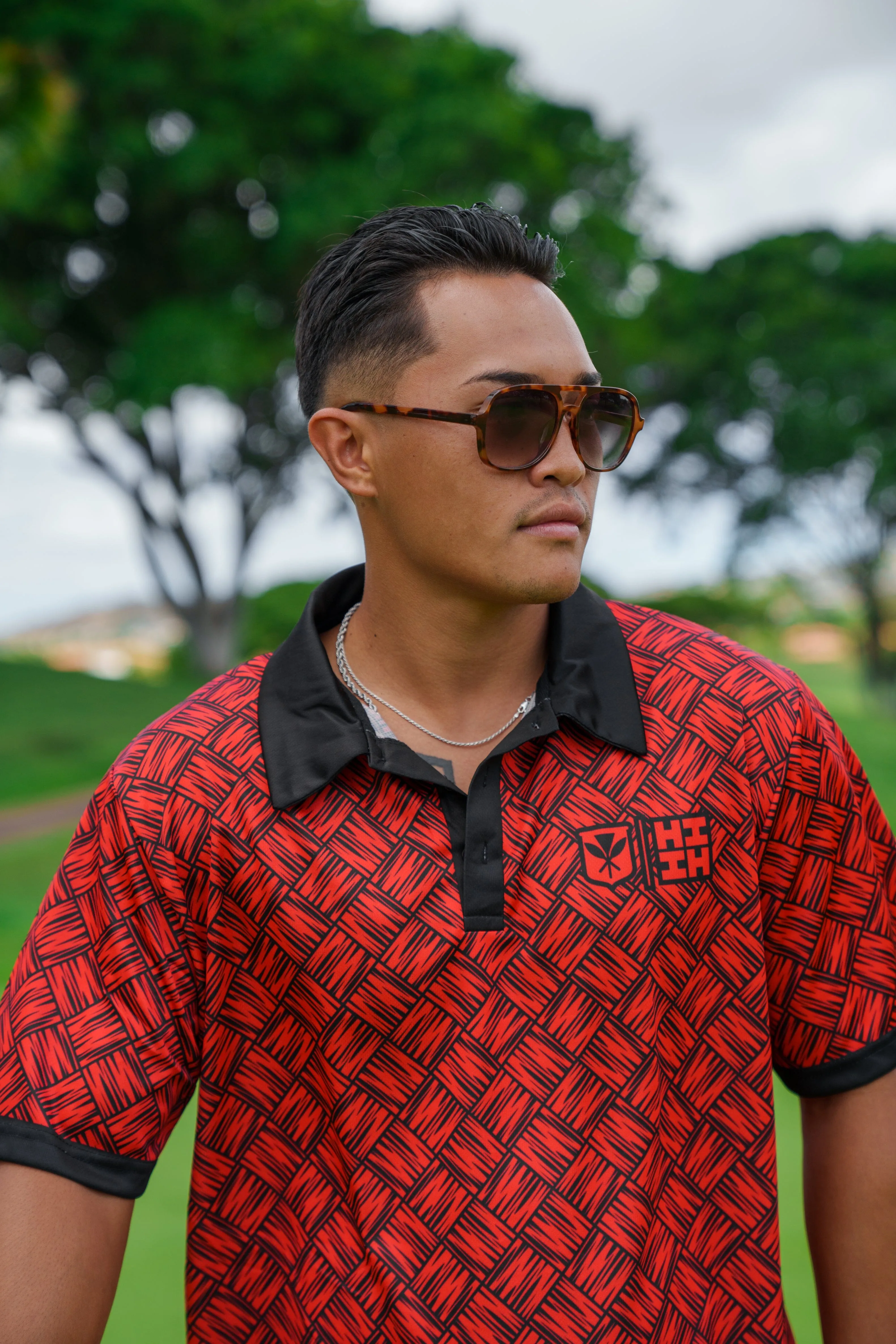 RED & BLACK LAUHALA GOLF SHIRT