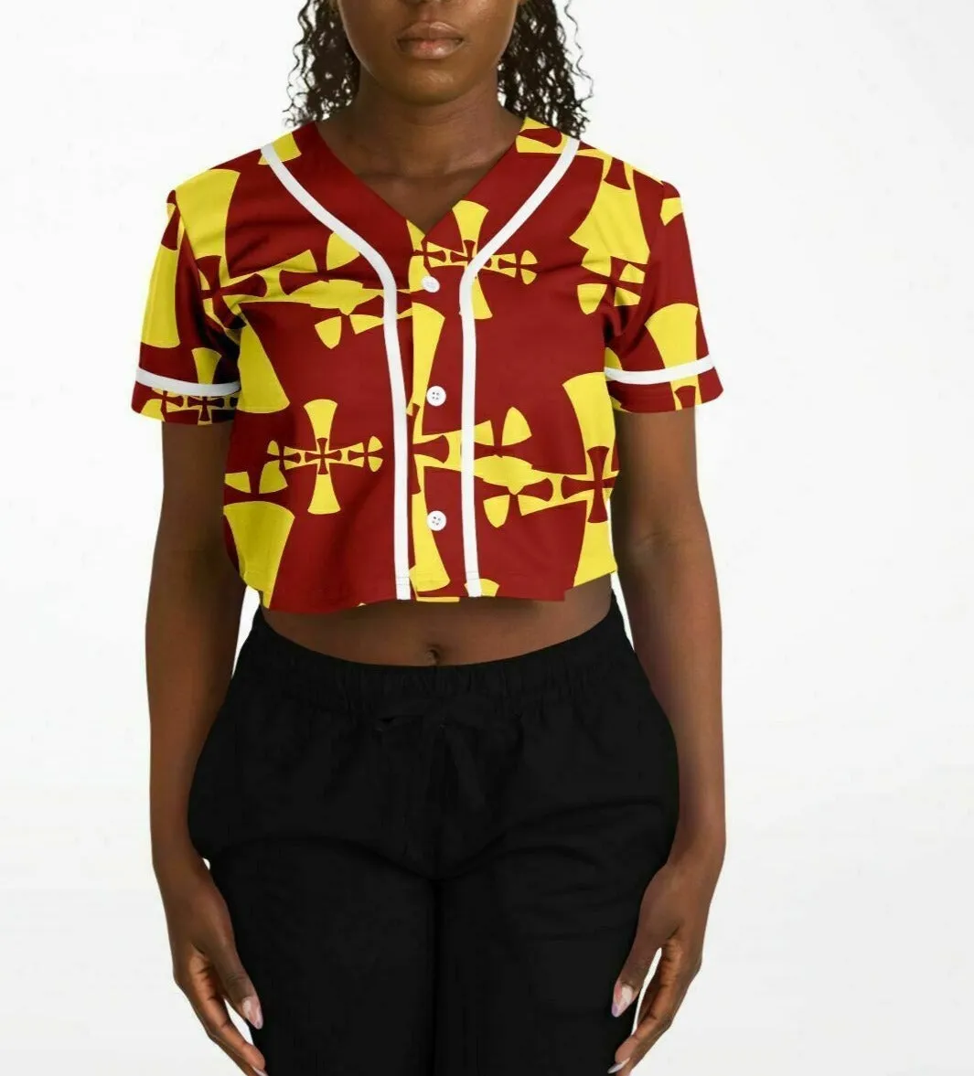 Red crusader Women's Cropped Baseball Jersey