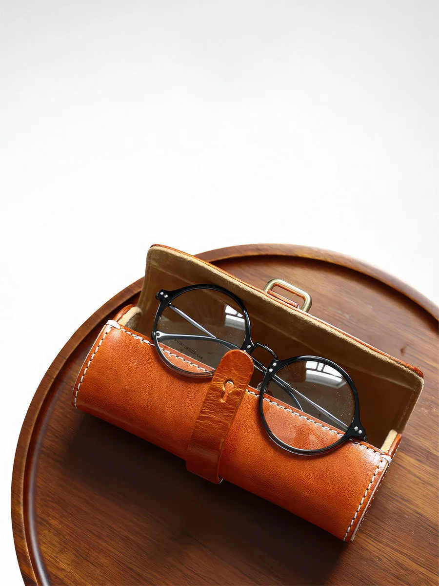 Retro Handmade Leather Glasses Case | Full Cover