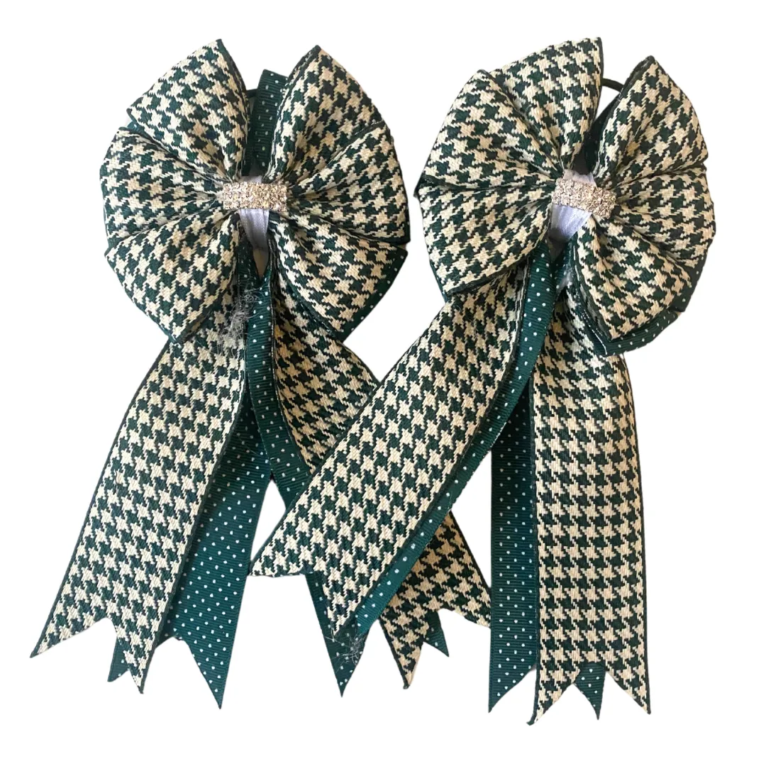 Show Bows: Houndstooth Green • NEW