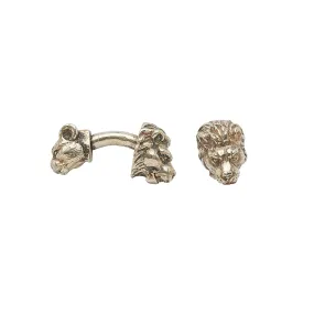 Sterling Silver Lion Head Cufflinks