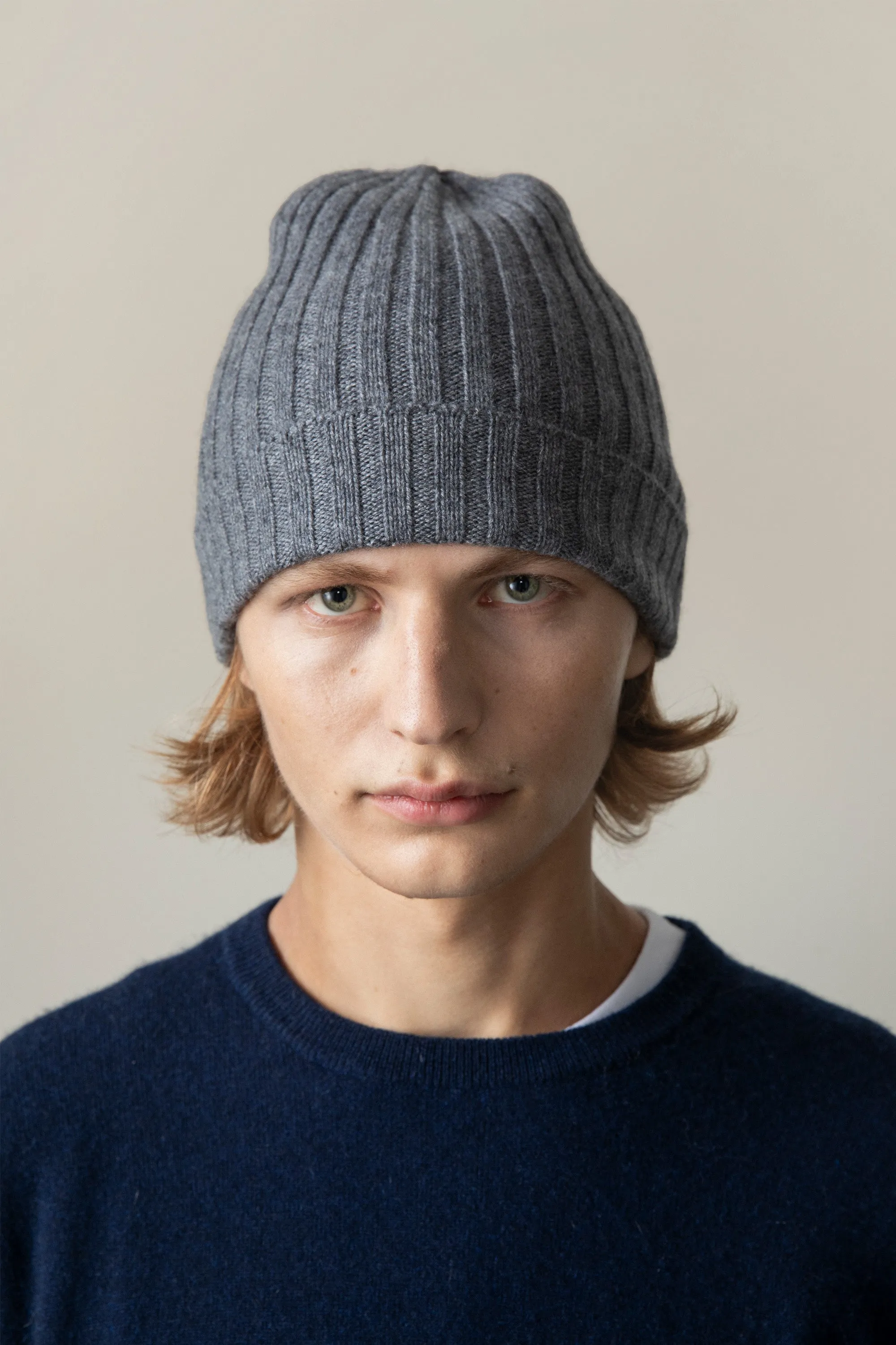 Unisex Wide Ribbed Beanie Hat - Derby Grey