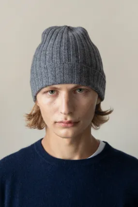 Unisex Wide Ribbed Beanie Hat - Derby Grey