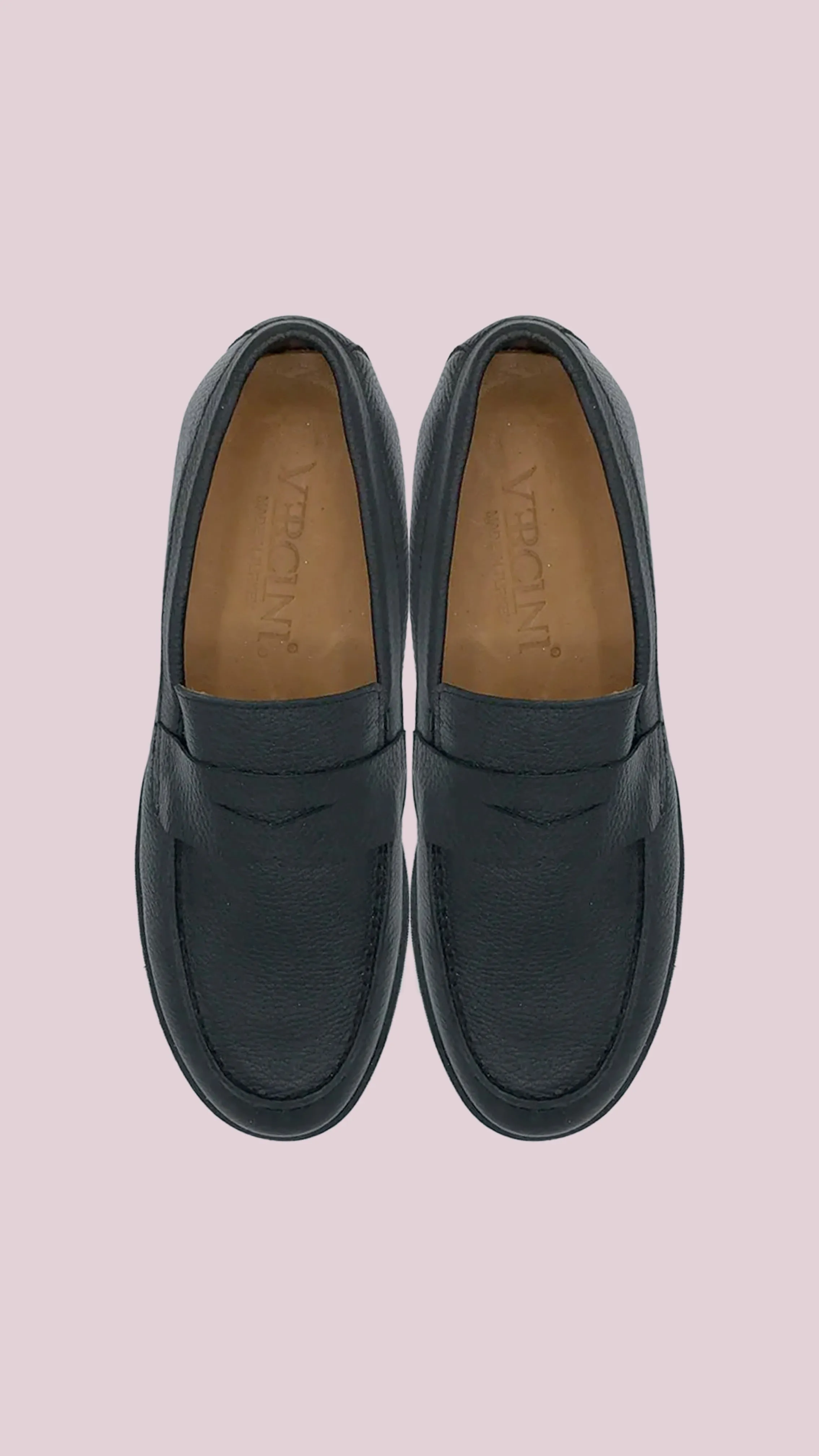 Vercini Men's Classic Leather Loafers in Black