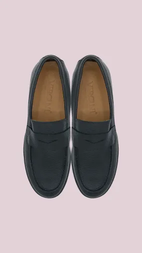 Vercini Men's Classic Leather Loafers in Black