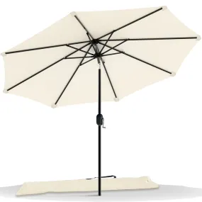 VOUNOT 2.7m Garden Parasol, Sunshade Patio Outdoor Tilting Umbrella with Crank Handle and Cover, Beige