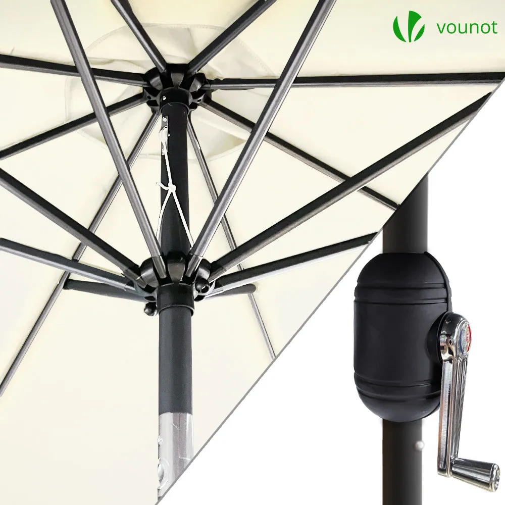 VOUNOT 2.7m Garden Parasol, Sunshade Patio Outdoor Tilting Umbrella with Crank Handle and Cover, Beige