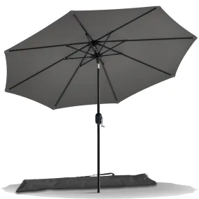 VOUNOT 2.7m Garden Parasol, Sunshade Patio Outdoor Tilting Umbrella with Crank Handle and Cover, Grey