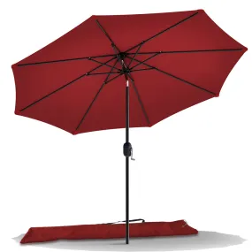 VOUNOT 2.7m Garden Parasol, Sunshade Patio Outdoor Tilting Umbrella with Crank Handle and Cover, Red