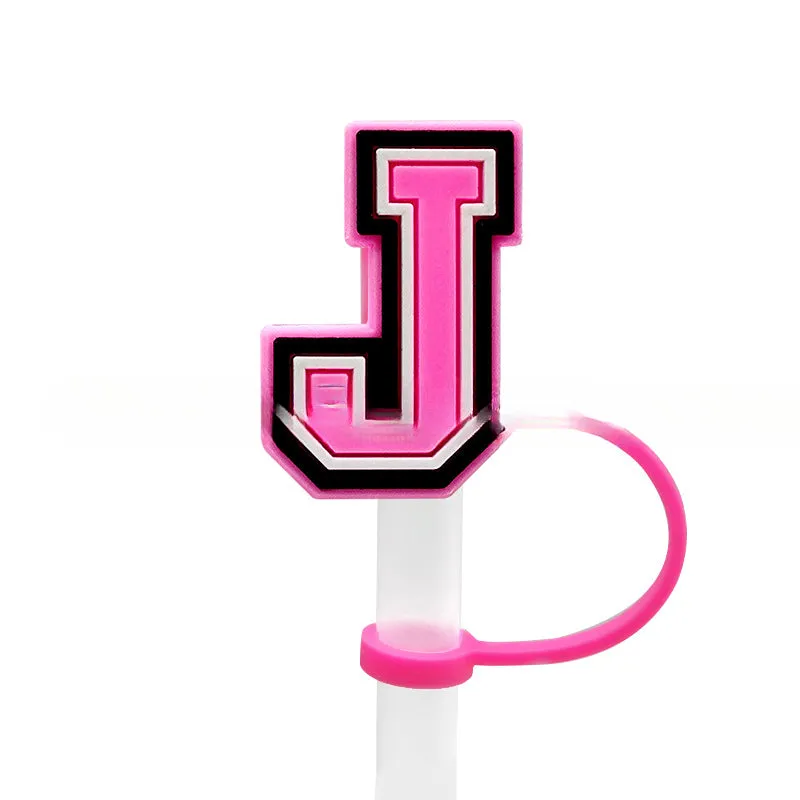 Wholesale 10MM Pink English Letter DIY Decoration Accessories Straw Sleeve Silicone Dust Plug