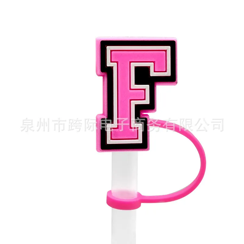 Wholesale 10MM Pink English Letter DIY Decoration Accessories Straw Sleeve Silicone Dust Plug